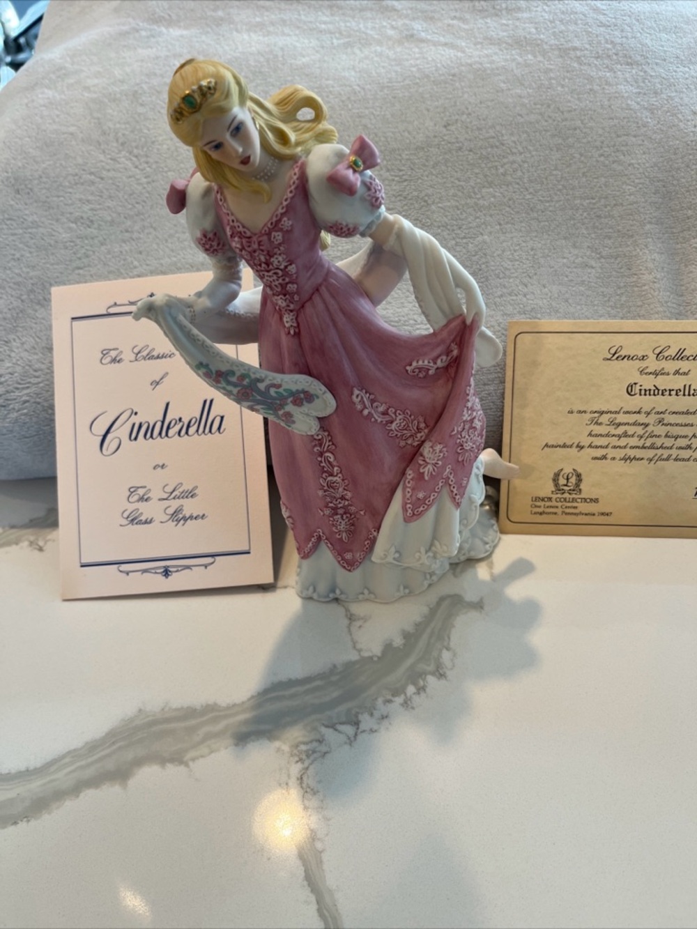 Lenox Porcelain Cinderella Figurine in Pink and White with Gold Accents